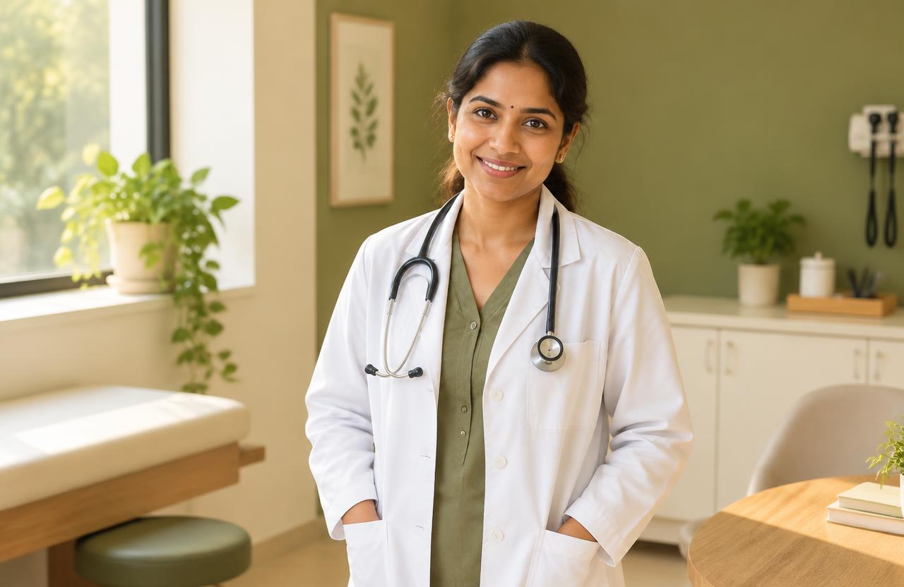 A doctor in her clinic